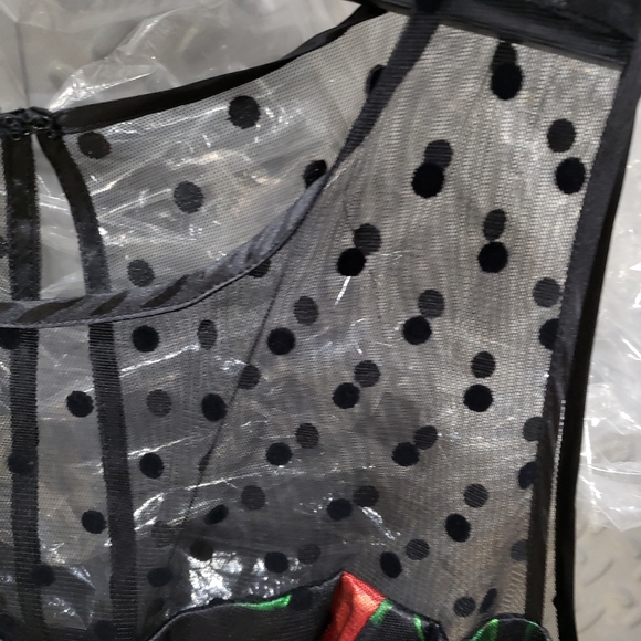 NWoT SD COLLECTION beauty netting overlay black / daring red floral (12) - Picture 10 of 13